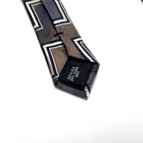 Joseph & Feiss Brown Gray Woven Wide Abstract Silk Tie - Picture 4 of 6